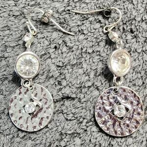 Silver Dangle Earrings with Crystal Accents